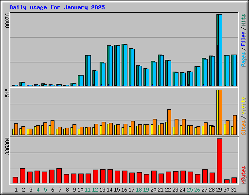 Daily usage for January 2025